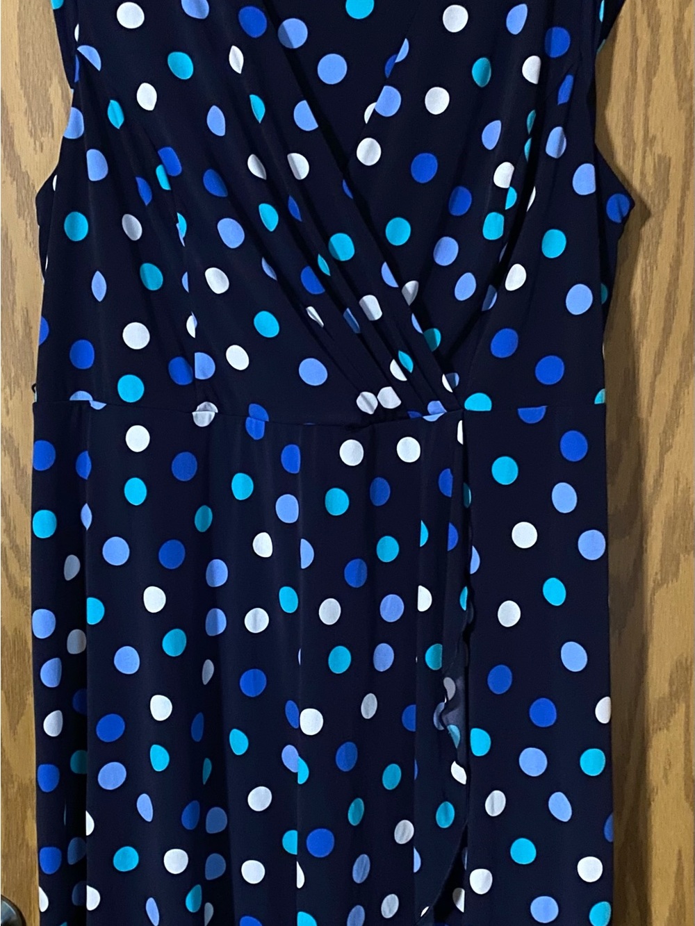 I.N. Studio Women’s Sleeveless V Neck Dress Size 22 Blue Polka Dot Print